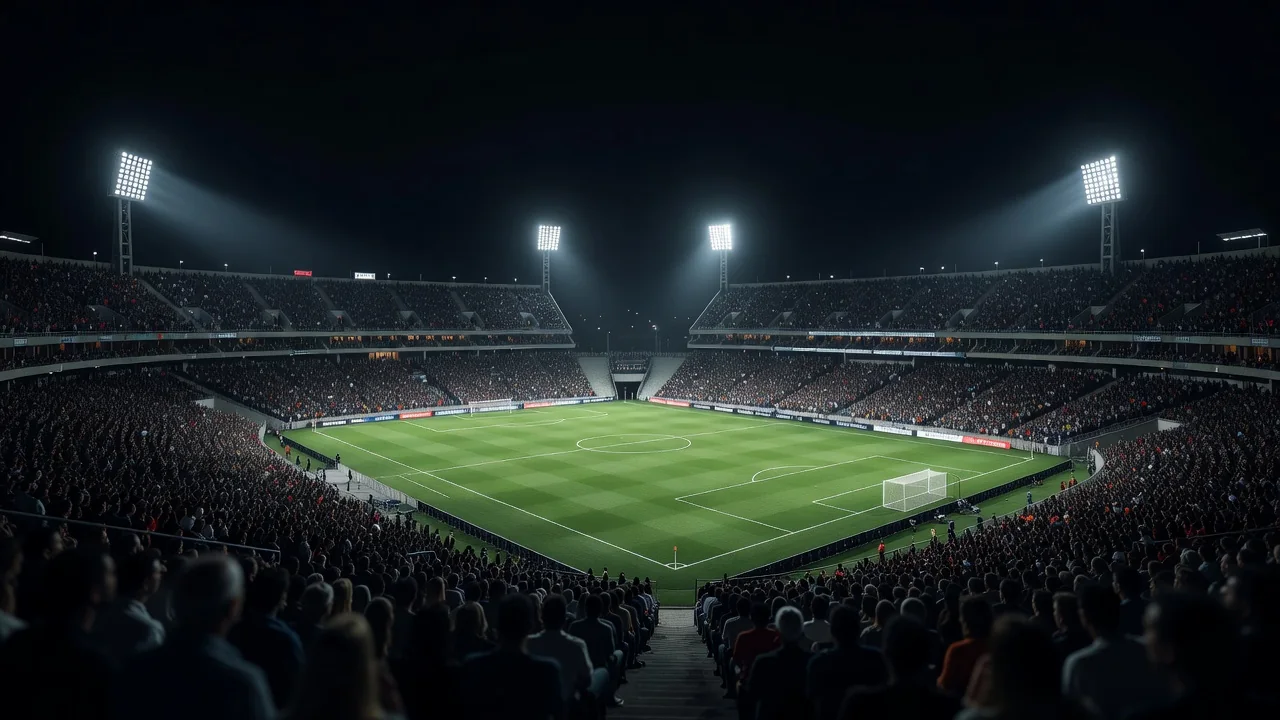Apostas no Brasileirão: mercados, mando de campo e calendário Estádio brasileiro lotado visto do alto em noite clara